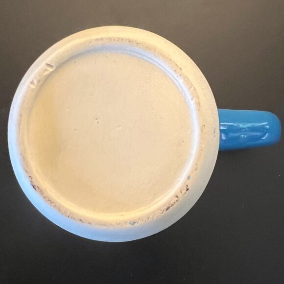 Michigan Lighthouse Embossed Souvenir Pottery Mug ~ Unglazed & Glossy Blue Glaze - Picture 7 of 8